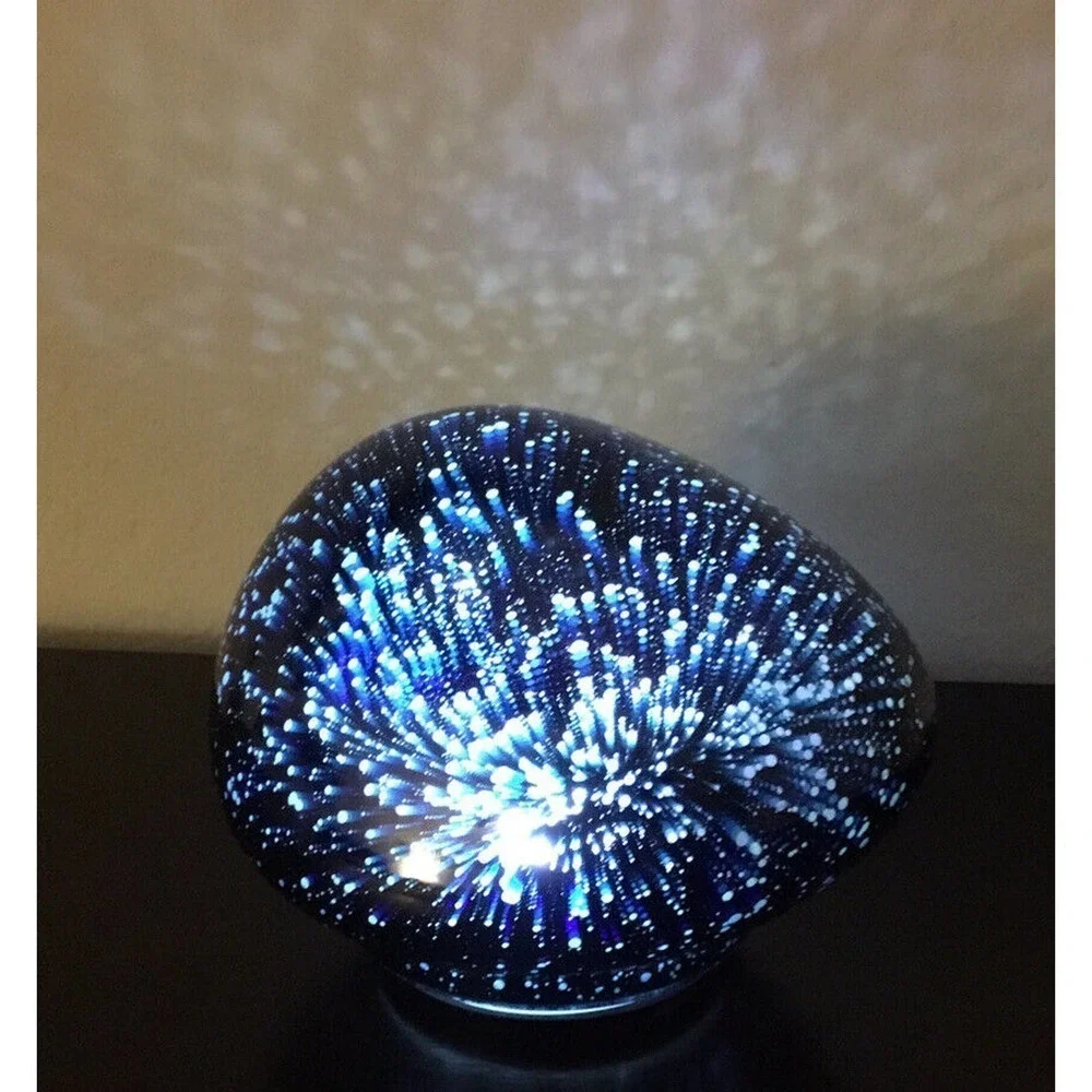Art Glass Decorative Glowing Garden Rocks Night Light Indoor/ Outdoor Gift Blue